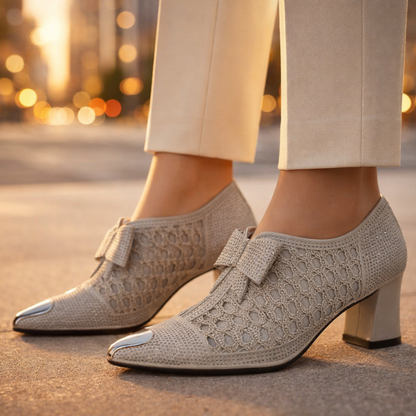 Velvet Bow Heels