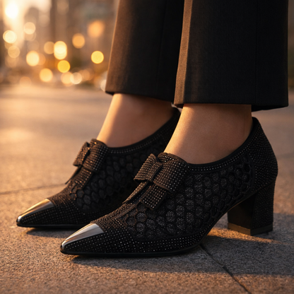Velvet Bow Heels