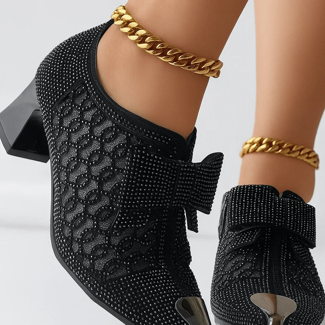 Velvet Bow Heels